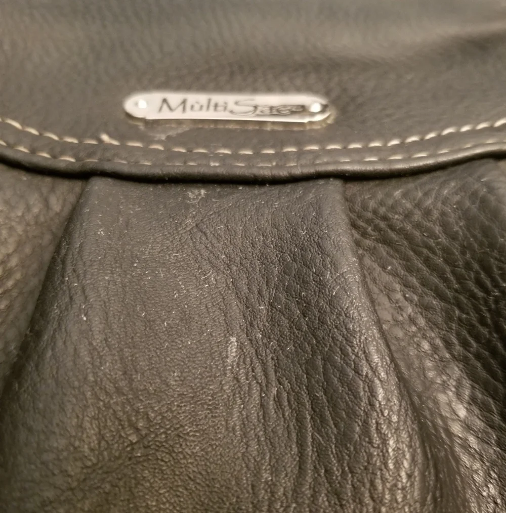 MULTI SAC Black Faux Leather Shoulder Purse 13.5 X 8.5 X 4